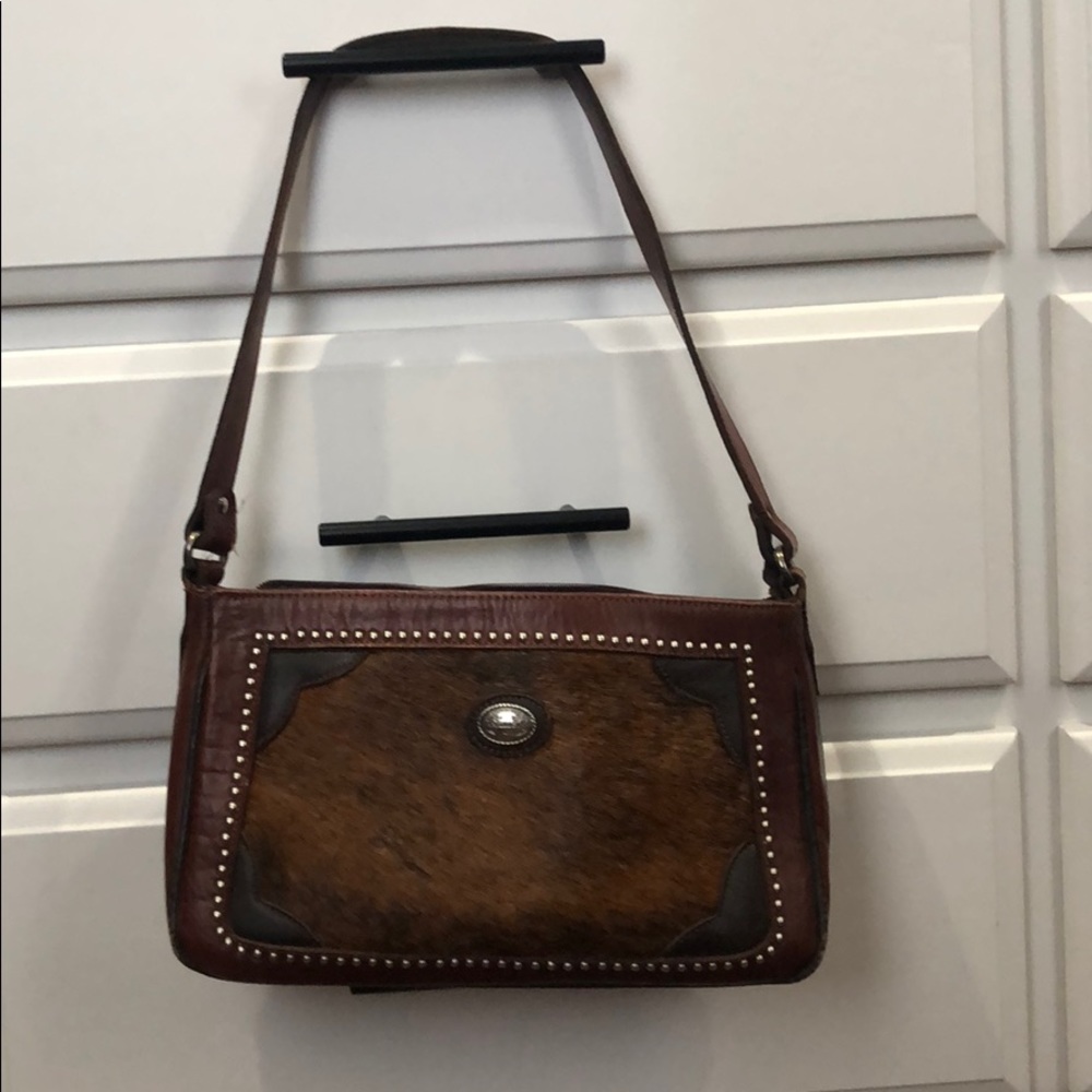 American West hair on shoulder bag